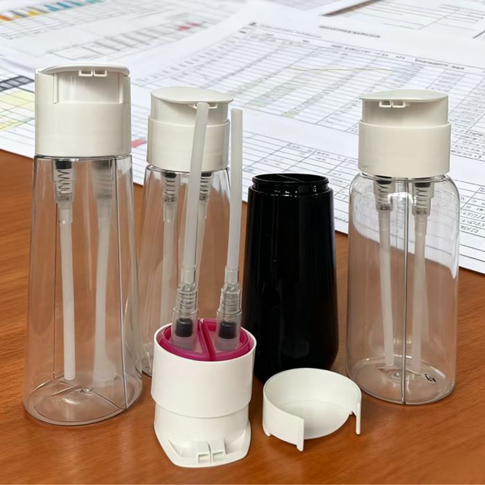 Double-acting double-pipe pump bottle